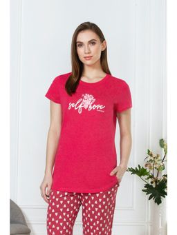 Van Heusen Woman Lingerie and Athleisure - Van Heusen Women Round Neck & Short Sleeve Lounge T-Shirt - Pink