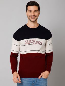 Cantabil - Men Maroon Full Sleeves Sweater