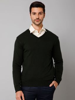 Cantabil - Men Green Full Sleeves Reversible Sweater