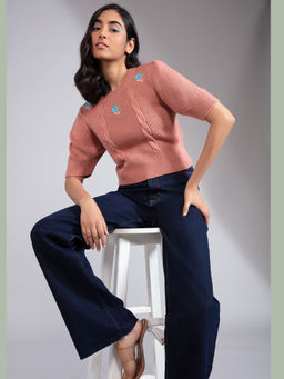 Twenty Dresses by Nykaa Fashion - Pink Cute And Cozy Sweater Top