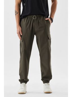 Snitch - Olive Solid Regular Casual Cargo Pants for Men