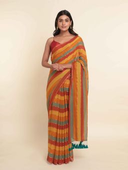 Suta - Multi-Color Stripes Cotton Blend Saree