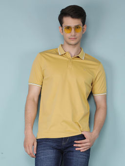 CRIMSOUNE CLUB - Men's Mustard Collar Neck Polo T-Shirt