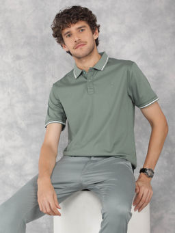 CRIMSOUNE CLUB - Men's Green Collar Neck Polo T-Shirt