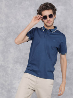 CRIMSOUNE CLUB - Men's Blue Collar Neck Polo T-Shirt