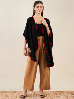 First Resort by Ramola Bachchan - Black Cashmere Cape