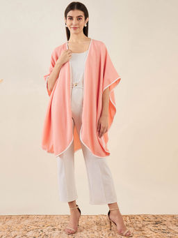 First Resort by Ramola Bachchan - Peach Cashmere Cape