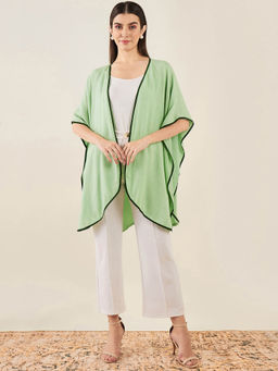 First Resort by Ramola Bachchan - Tea Green Cashmere Cape