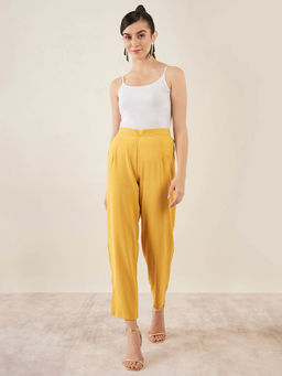 First Resort by Ramola Bachchan - Mustard Straight Pant