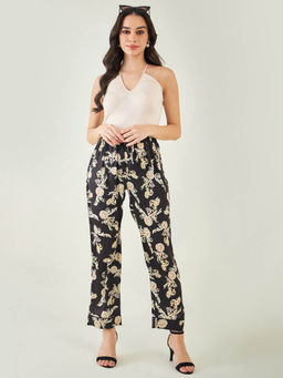 First Resort by Ramola Bachchan - Black Baroque Print Pant
