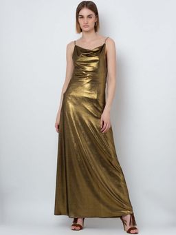Dodo & Moa - Women Gold Sleeveless Maxi Dress