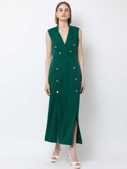 Dodo & Moa - Women Green Sleeveless Midi Dress