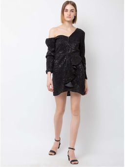 Dodo & Moa - Women Black Full Sleeves Mini Dress