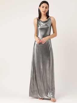 Dodo & Moa - Women Silver Sleeveless Maxi Dress