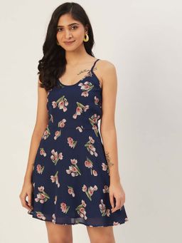 Dodo & Moa - Women Navy Blue Sleeveless Mini Dress