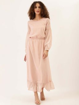 Dodo & Moa - Women Peach Full Sleeves Maxi Dress