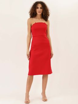 Dodo & Moa - Women Red Sleeveless Midi Dress