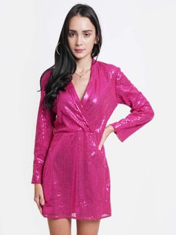 Dodo & Moa - Women Pink Full Sleeves Mini Dress