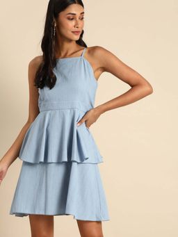 Dodo & Moa - Women Blue Sleeveless Mini Dress
