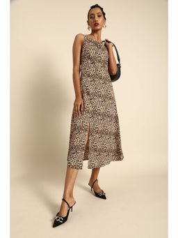 Dodo & Moa - Women Beige Sleeveless Midi Dress