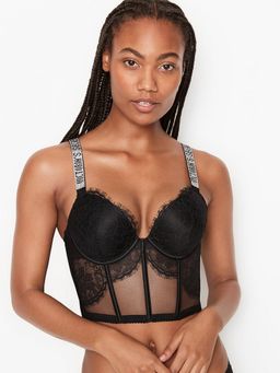 Victoria's Secret - Black-Very Sexy Shine Strap Push-Up Corset Top