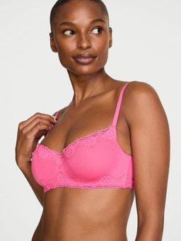 Victoria's Secret - The T-Shirt Cotton Lace-Trim Lightly Lined Balconette Bra