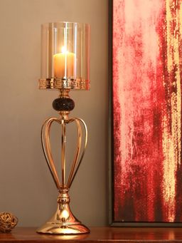 At Home by Nilkamal - Trophy Small Candle Stand (Gold)