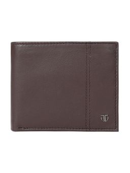 Titan - Solid Leather Bifold Wallet in Color Brown