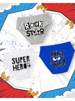 Nusyl - Boy White, Blue and Grey Text Printed Briefs (Pack Of 3)