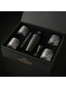 Car-O-Bar - Gift Set Black Bar Tools with 4 Glasses