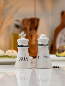IREKA HOMES - White His & Hers Salt & Pepper Shaker Set