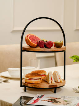 IREKA HOMES - Black Tierra Two-Tier Multipurpose Serving Stand