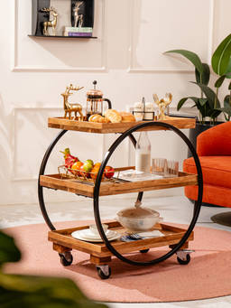 IREKA HOMES - Black PopnRoll Collapsible Serving Trolley