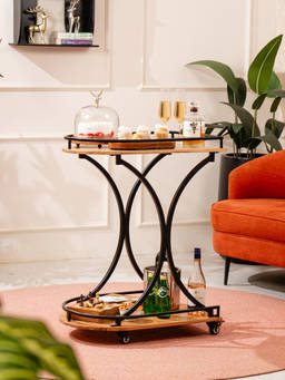 IREKA HOMES - Black ServeSoir Collapsible Serving Trolley
