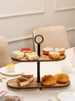 IREKA HOMES - Black Vriksha Two-Tier Serving Stand