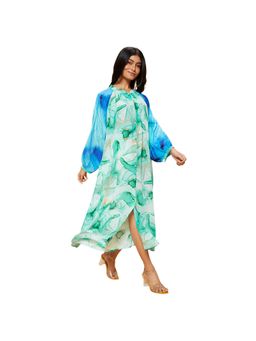 Navyasa By Liva - Green Woven Abstract Print Dress