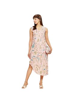 Navyasa By Liva - Pink Liva Crepe Floral Print Dress