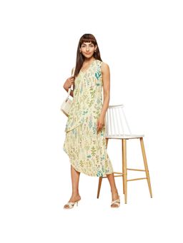 Navyasa By Liva - Yellow Liva Crepe Floral Print Dress