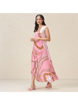 Navyasa By Liva - Pink Live Crepe Printed Dress