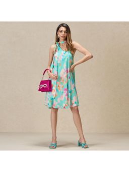 Navyasa By Liva - Green Live Crepe Geometric Print Dress