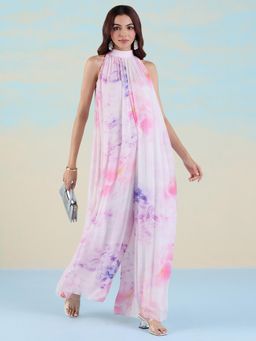 Navyasa By Liva - Pink Liva Georgette Floral Print Jumpsuit