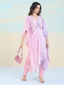 Navyasa By Liva - Pink Liva Crepe Abstract Print Co-Ord (Set of 2)