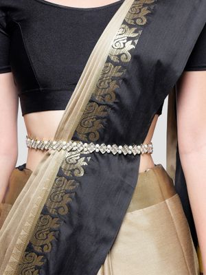 KARATCART Women Gold-Toned & White Beaded Kamarbandh main image 0