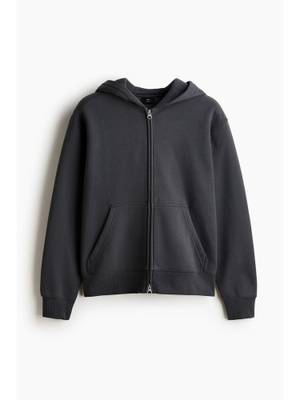 H&M Men Grey Relaxed Fit Zip-Through Hoodie (S) - Image 1