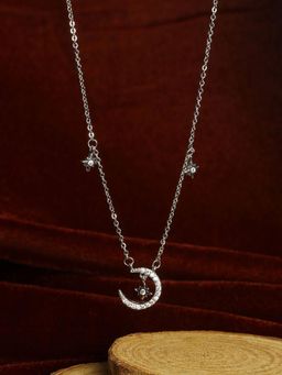 PRITA - Moon & Star Zircon Silver Necklace