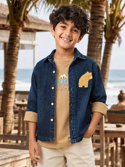 devils n angels - Boys Navy Blue Printed Shirt with T-shirt