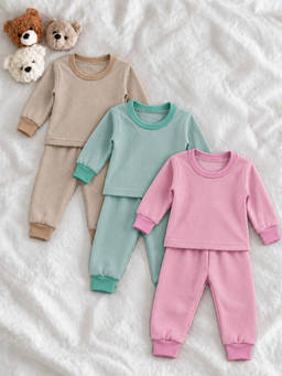 Superminis - Unisex Multi-Color Textured Sweatshirts with Joggers (Pack of 3)