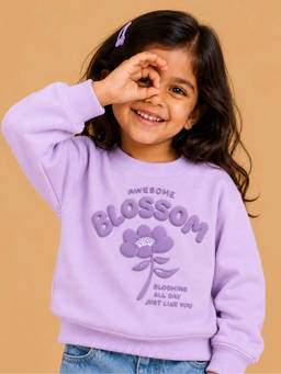 The Mom Store - Girls Lavender Printed Sweatshirt