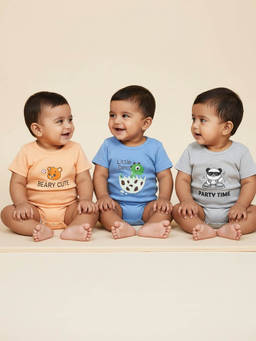 The Mom Store - Unisex Multi-Color Graphic Printed Bodysuits (Pack of 3)