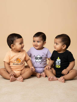 The Mom Store - Unisex Multi-Color Graphic Printed Bodysuits (Pack of 3)